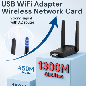 Usb Wifi Wireless Network Card Receiver Mini Wi-Fi Dongle Receiver Ethernet Adapter For Laptop Pc 1300m Wireless Network Card
