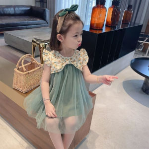 ขนาดเล็กของเด็กผู้หญิง0-8ปีชุดเดรสแขนพองผ้าชีฟองบางๆคอกลมเจ้าหญิงสีม่วงแดงลายดอกไม้