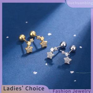 [COD] liuchuanbing Jewellery 1 cặp đinh tán bông tai tinh thể tai Stud thép không gỉ Helix Bông tai phụ nữ cô gái Sliver mạ sao Trái Tim tai đồ trang sức