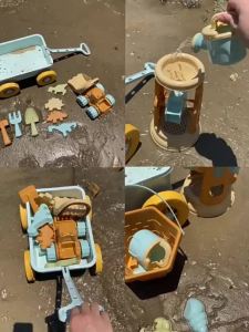 ชุดรถเข็นของเล่นทรายชายหาด 20252025 สำหรับเด็กชายและเด็กหญิง เครื่องมือเล่นน้ำ ทนทาน ทำจากพลาสติก เครื่องมือขุดทราย อุปกรณ์เล่นชายหาด