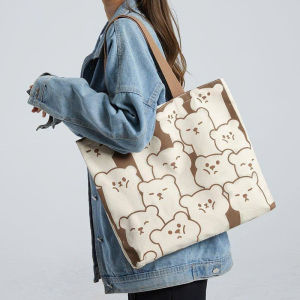 Túi tote nữ vải canvas vừa giấy A4 phối họa tiết mới lạ và độc đáo có khóa miệng và ngăn phụ bên trong tiện lợi NEW-0095