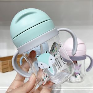 250ml Baby Kids Children Cartoon Animal Drinking Water Straw Bottle Gravity Ball Straw Baby Cup Baby Learn To Drink Cup