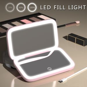 Folding Cosmetic Mirror (LED Lights) /travel mirror with light /portable mirror with light/magnifying mirror with light