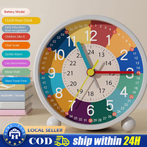 Round Desk Clock Kids Educational Digital Alarm Clocks Silent Timepieces Kids Table Teaching Clock Learning Clocks Decoration Early Childhood Education Alarm Clock