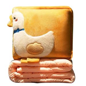 ZANGTA Soft Travel Blanket Warm Comfortable 2 in 1 Pillow Blanket Cartoon Embroidery Dual Purpose Headboard Pillow Office Nap