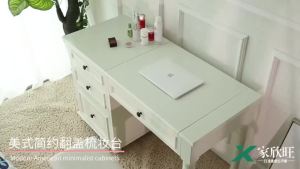 Solid Wood Dressing Table Flip Up Makeup Table Modern Minimalist Vanity Table Light Luxury White Storage Cabinet