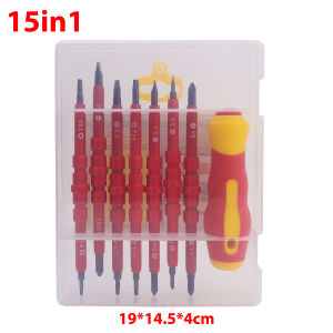 15 In 1 Insulated Screwdriver Set Magnetic Screw Driver Double Head Bit CRV Slotted Phillips Torx Triangle Electrical Car Repair Tools Kit