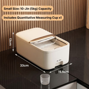 SG[Stock] Automatic Rice Dispenser 10KG 5KG with Measuring Cup Sealed Transparent Grain Cereal Storage Box Space Saving