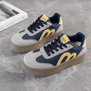 Free Shipping WomenS White Sneakers With A Raised Sole German Training Style Round Toe Lace-Up Flat-Soled Casual Shoes Suitable For Female Students Spring 2026 Collection