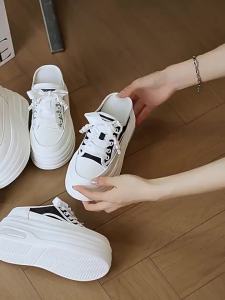 Breathable Slip-On Mules For Women Summer Outdoor Wear 2026 New Model Height-Increasing Canvas Sandals Backless Lazy Slippers