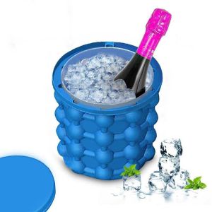 Cetakan Es Batu Silikon Dengan Tutup BPA Free / Tempat Es Batu / Ice Cube Bucket 3D Silicone Mold - C01