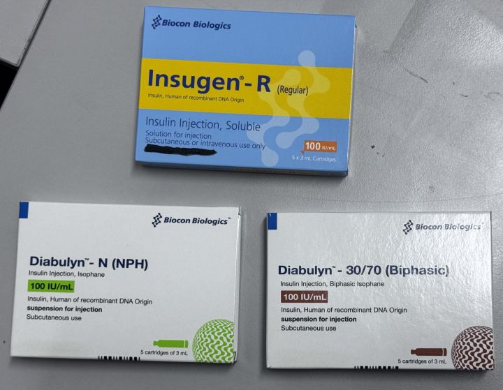 Biocon Biologics Insupen for Insugen R N 30/70 Diabulyn 5 catridges of ...