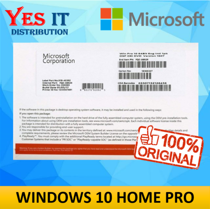 Microsoft Windows 10 / Windows 11 Pro English 64-bit | Lazada