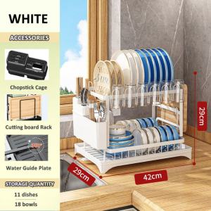 Dish Rack with Drip Plate Rotatable Drain Rack Stainless Dish Drainer Organizer for Kitchen