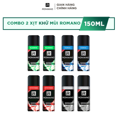 [Lazada trợ giá 15K] Combo 2 Xịt toàn thân ngăn mồ hôi và mùi cơ thể Romano 150ml