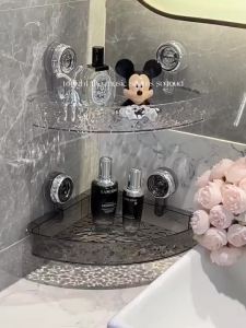 Acrylic Punch-free Bathroom Storage Rack Multifunction Corner Shelf  Organizer with Suction Cup