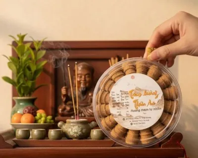 Nụ Trầm Hương Xông Nhà Thiên An - 1 Hộp 32 Nụ trầm Tẩy Uế khói ngược Dùng Cho Lư Và Thác Khói Không hóa chất không tạo mùi Nụ trầm Thiên An sạch tự nhiên