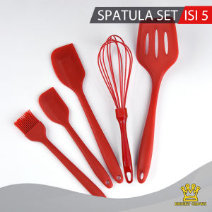 Kitchen Set 5in1 Spatula Masker | Alat Dapur Spatula Silikon Tahan Panas | Peralatan Masak Dapur | Spatula Set Silikon | COD