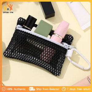 Portable Mesh Small Makeup Bag Lipstick Organizer Bag Grid Sanitary Pad Bag Coin Storage Bag
