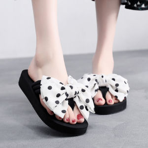 [Free Shipping] 2026 New Ultra-High Heel Flip-Flops For Women Summer Non-Slip Thick-Soled Beach Shoes Sweet Bowknot Outdoor Wedge Sandals