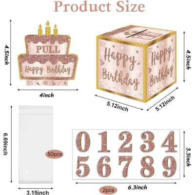 ✔[🇹🇭พร้อมส่ง]พร้อมจัดส่ง🔥🔥กล่องของขวัญวันเกิด แบบดึงเงินสด DIY/ อุปกรณ์ประกอบฉากกล่องของขวัญ /ขายดี เค้กเงินสด