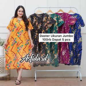 ( PAKET BUNDLING 5 pcs ) Daster Jumbo LD 120 cm Bahan Katun Rayon Mikro Adem Kancing Depan Motif Warna Random | Daster 20Ribuan | Daster 100Rb Dapat 5 Pcs  Paket Usaha Daster Murah | Daster 100 Dapat 5 | Daster Termurah | Daster 20Ribuan | Daster 100Rb
