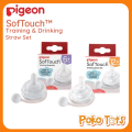 Pigeon Softouch Training & Drinking Straw Set Dot dan Sedotan Botol Susu Bayi. 