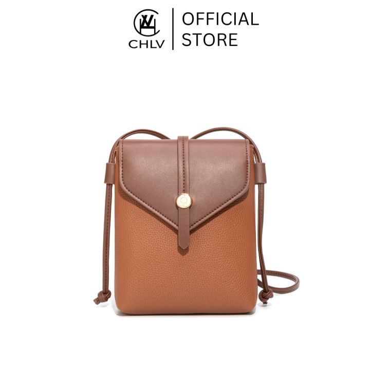 CHLV Tas Selempang Mini Wanita Kulit Polos Slingbag Hp Fashion