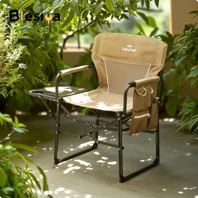 Blesiya Padded Directors Chair with Side Table Heavy Duty Camping Directors Chair Long-Lasting Comfy for Campers Anglers