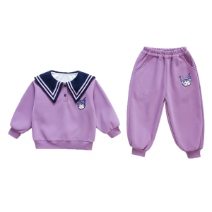 Christmas gifts Halloween Anime Sanrio Kids Kuromi Sweatshirt Suit Spring Autumn New Leisure Sports Long Sleeves Trousers Girls Sweet Navy Collar Pullover