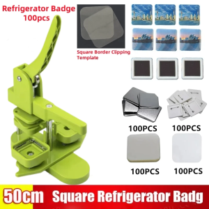 เครื่องผลิตเหรียญตรา/แม่เหล็กติดตู้เย็นติดตู้เย็นทรงสี่เหลี่ยมหมุนได้50X50มม. เหมาะสำหรับเป็นของขวัญให้เด็ก