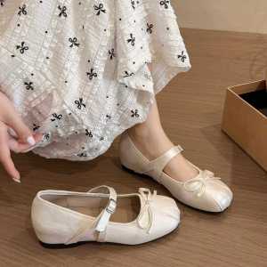 Free Shipping Retro Shallow-Mouth Bow Shoes For Women Spring/Autumn 2026 New Versatile Height-Increasing Ballet Flats