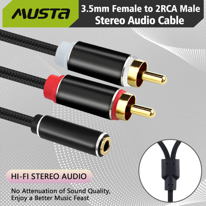 MUSTA RCA Cable Female to 2RCA Male Audio Stereo Adapter RCA Jack  Splitter Y Cable For iPhone Amplifier Home DVD Headphone AUX Lazada PH