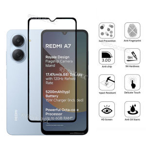 For Redmi A7 2026 2 in 1 Screen Protector+ Protector Full Cover Full Glue RedmiA7 Tempered Glass Film Protection With Camera Flim Protection
