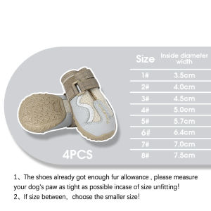 TRUELOVE Dog Boots Durable Pet Shoes Breathable Paw Protector 4PCS with Anti Slip Sole with Reflective Straps Durable for Dog