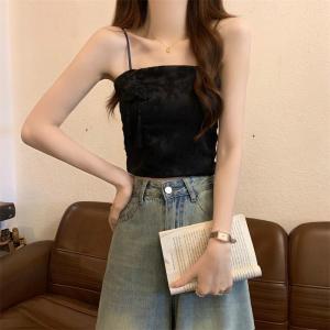 CNY Women Chiffon Chinese Knot Slim Fit Elastic Crop Top Sleeveless Shirt Singlet Top Tank Camisole With Bra Pad CNY9