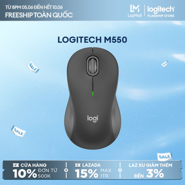 Chuột không dây Bluetooth Logitech M550 Signature - SmartWheel, giảm ồn, 400-4000DPI, Tùy chỉnh các nút, Pin 24 tháng