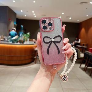 HONOR X6 X6b X7b X7c X7d X8 X8b X8c X9 X9a X9b X9c 70 90 200 400 Pro Smart Lite 4G 5G reben mutiara sarung fon rantai 2 in 1 gradient transparent shining ribbon pearl chain phone case casing cover 手机壳