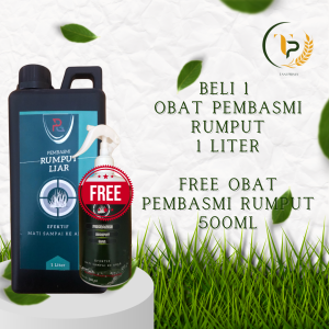 Paket Tunggal Pembasmi Gulma Efektif - Cairan Hijau Mengkilap 1 Liter + Bonus 500ml