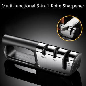 3-in-1 Universal Knife Sharpener – Coarse & Fine Grinding Non-Slip Base Scissors Slot Effortless Sharpening in Seconds