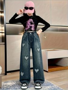 Pants for Kids Girl Maong Pants for Teens Girl Regular Fitting pants for Kids Girl Denim Pants Kids Soft Denim Cropped Jeans For Girls 5-12 Years Old