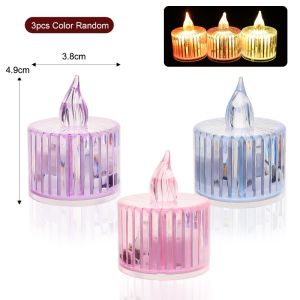 3Pcs Flameless LED Candle Lights / Crystal Flameless Candle Lights / Wedding Party Atmosphere Decor Lighting Lamp / Home Decor for Home Holiday Party Decorations