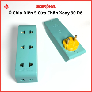 Ổ Chia Điện Thông Minh Cổ Xoay 5 Ổ Cắm Sopoka P25X - Đầu Nối Chia Điện Tải 2200W - BH 2 Năm