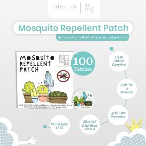 MyLO Mosquito Repellent Patch (100 patches) Safe for Baby & Pregnant Mum DEET Free Natural Oil Only [Adertek]