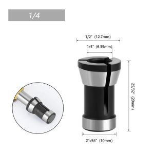 MINIFELE 262 1Pcs Electric Router Bit Collet Chuck 6/6.35/8mm Steel Chuck Conversion Sleeve Durable Shank Shaft Sleeve Engraving Trimming Machine
