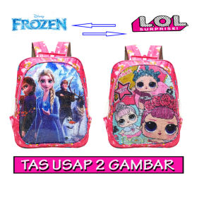 MOONDE TAS RANSEL SEQUIN / USAP 2 GAMBAR BERUBAH KARAKTER KARTUN FROZEN ELSA - LOL LUCU ANAK PEREMPUAN SEKOLAH TK/SD TERBARU !!!