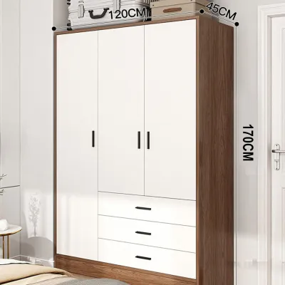Wardrobe Cabinet for Clothes Wooden 3 Doors White Brown High Capacity Storage Cabinet Bedroom Clothes Storage Organizer