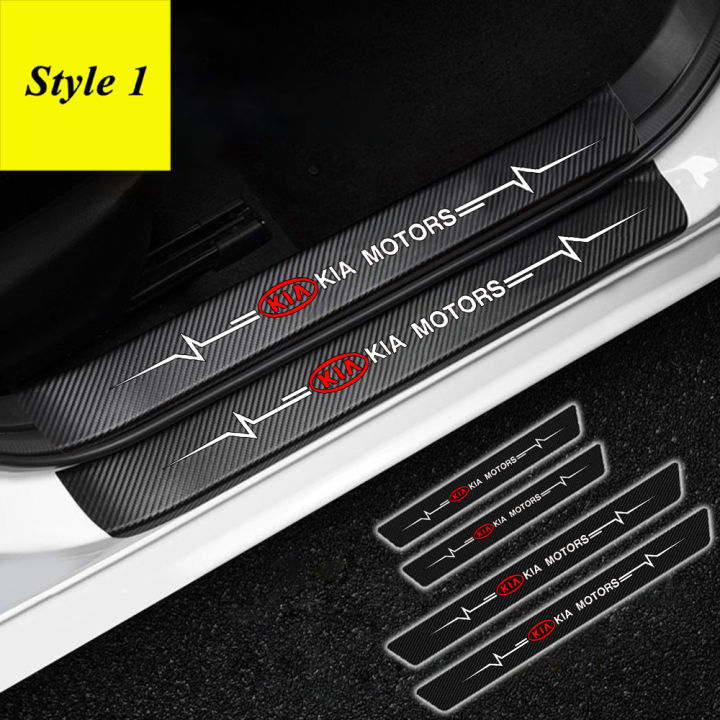4Pcs car carbon fiber door sill protection stickers Suitable for Kia K2 ...