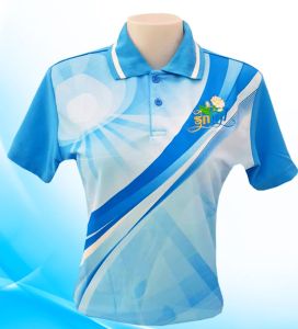 [ร้านจงเจริญพานิช] เสื้อโปโล พิมพ์ลาย วันแม่ - สีฟ้า ปักลายรักแม่ ผู้หญิง เสื้อทำงาน วันศุกร์