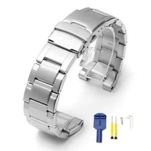 Zhangeer Solid Stainless Steel Watch Strap Folding Watch Buckle for Casio GST W300 G 400G B100 S310 S120 S110 W110  Waterproof Watchbands Accessories with Tool